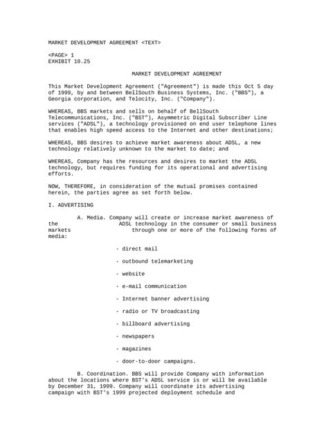 Market Development Agreement - Blank Fillable Template | Fill Out ...
