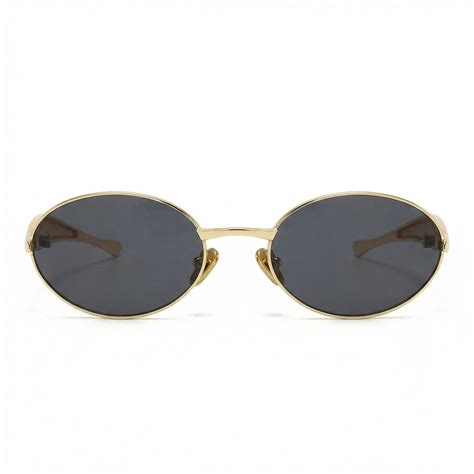 [ Monarch ] Metal Oval Sunglasses : Black Gold | Project Shades