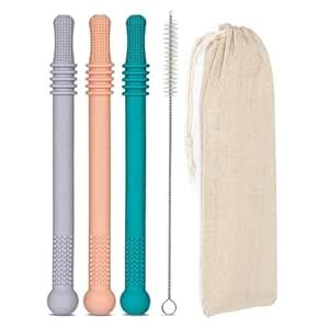 Buy Hollow Teether Tubes, Chew Straw Toy for Infant Toddlers Silicone ...