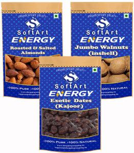 Soft Art Dry fruits combo of Salted Badam,Walnut in Shell,khajoor (100g ...