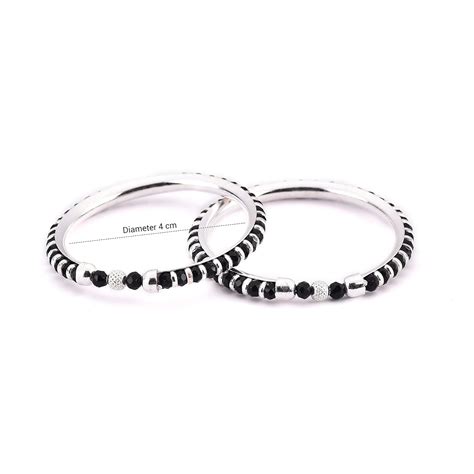 DHRUVS COLLECTION 925 Pure Silver Exclusive Pair Nazariya Kada With DC ...