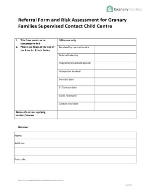 Fillable Online Referral form and Risk Assessment for Supervised ...