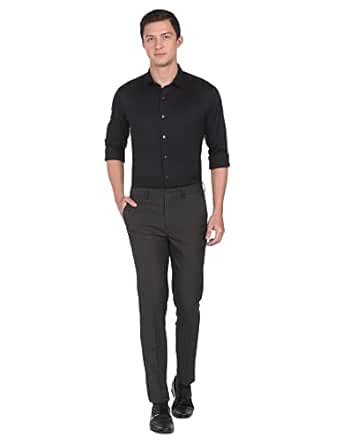 Arrow Men Black Manhattan Slim Fit Self Designed Formal Shirt ...
