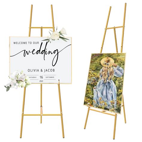 Gold Easel Stand for Sign,Heavy Duty Easel,Metal Large Freestanding ...