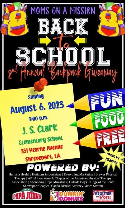 2nd Annual Back to School Backpack Giveaway , J. S. Clark Elementary ...