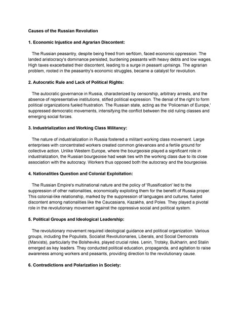 Russian Revolution - Causes of the Russian Revolution Economic ...