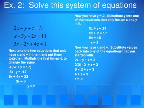 Image result for Solving System of Linear Equations in Three Variables