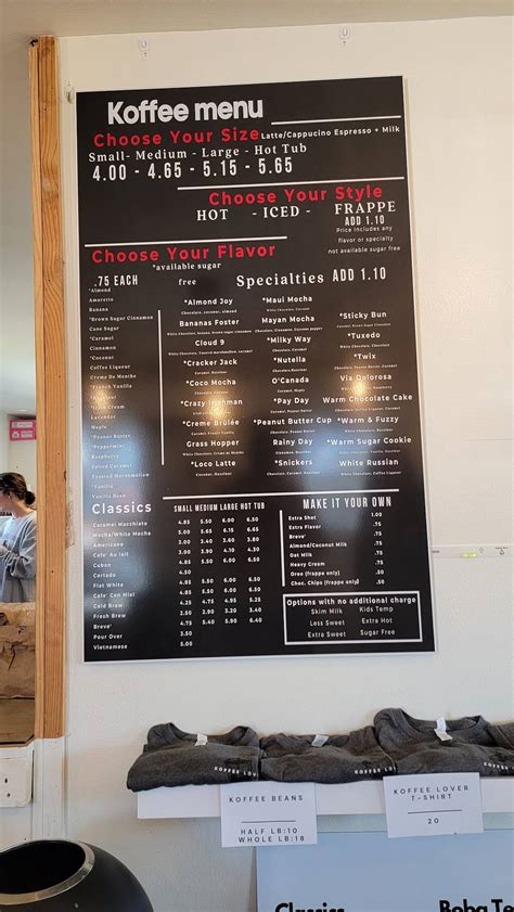 Menu at Koffee With a Kause, Benton