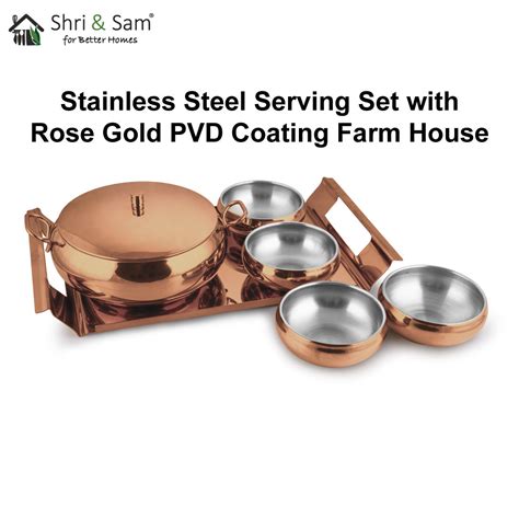 Rose Gold Serving Set with PVD Coating : Farm House | Stainless Steel ...