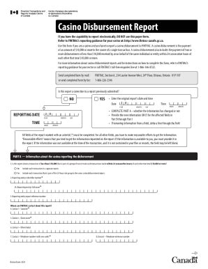 Fillable Online FINTRAC - Casino Disbursement Report Form - Financial ...