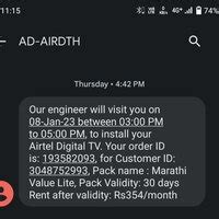 Airtel — Airtel fiber and DTH connection Installation pending from 7 days