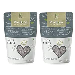 ProBono Chia Seeds Pack of 2 (200g Each) - Premium Raw Chia Seeds for ...