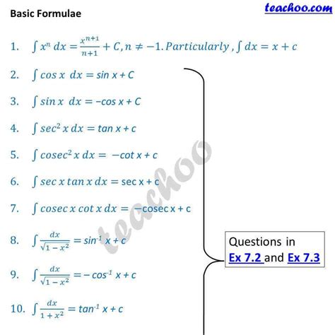 Image result for Integration Formulas Class 12 JEE
