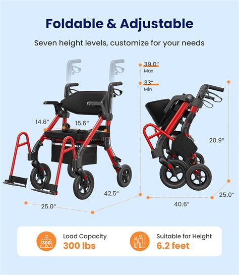 VOCIC Walkers for Seniors, Z55 2 in 1 Walker Wheelchair India | Ubuy