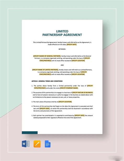 Partnership Agreement Template 的图像结果