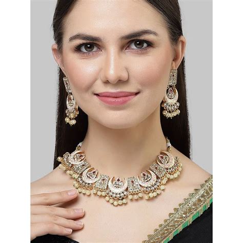 Buy Karatcart Gold Plated White and Pink Meena Kundan Necklace Set for ...