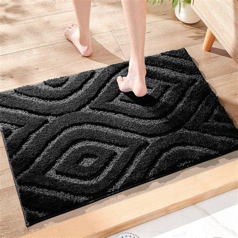 Amazon.com: DEXDE Black Bathroom Rugs Boho Bath Mat Non Slip Geometric ...