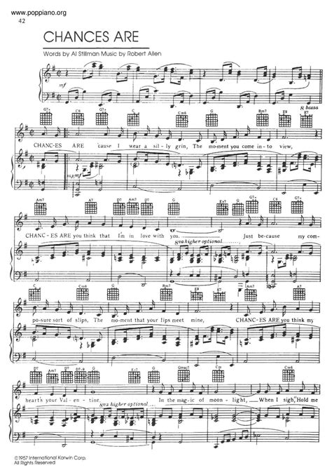 Johnny Mathis-Chances Are Sheet Music pdf, - Free Score Download ★