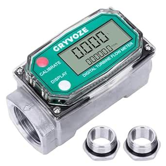 GRYVOZE 1 Inch Turbine Flow Meter LCD Digital Display Flowmeter with ...