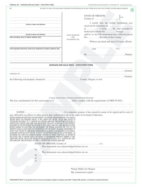 Bargain And Sale Deed Oregon Pdf - Fill Online, Printable, Fillable ...