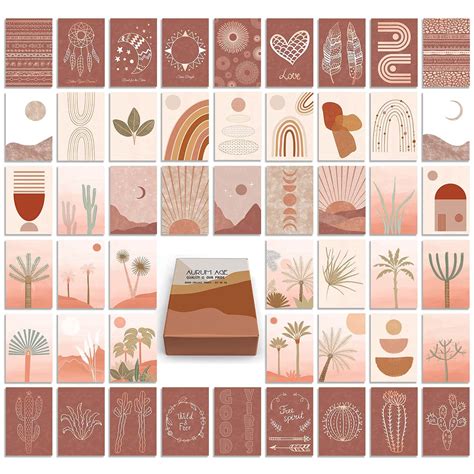 Buy Boho Wall Collage Kit Room Decor for Bedroom Aesthetic Set of 50 ...
