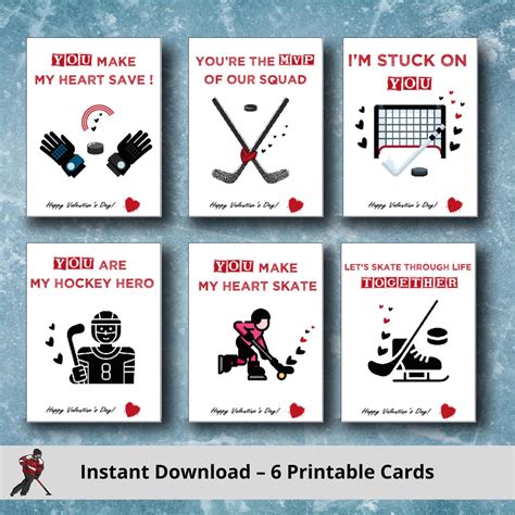 Hockey Valentine Cards Printable, Hockey Team Valentines, Sport School ...