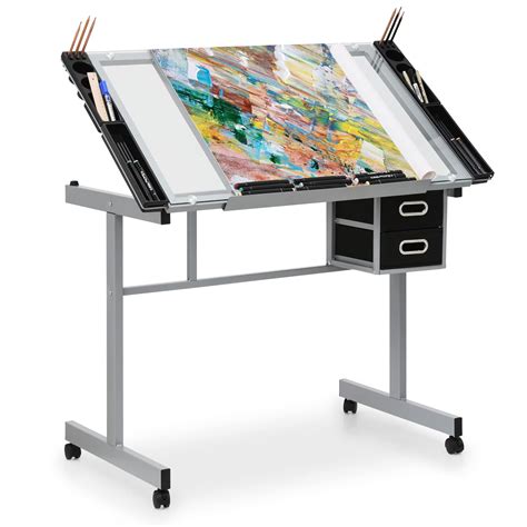 Adjustable Glass Drafting Table with Storage and Australia | Ubuy