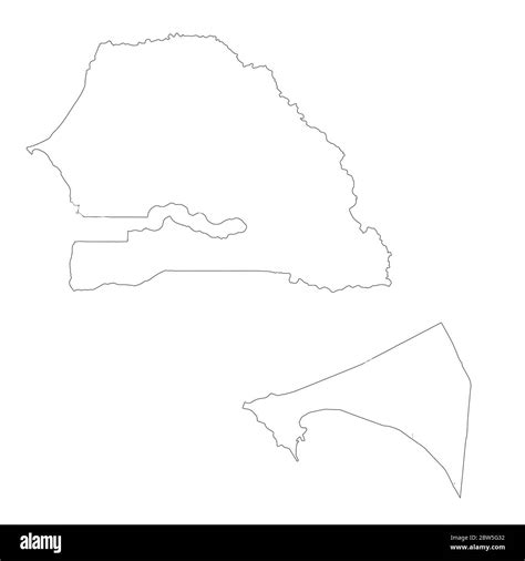 Vector map Senegal and Dakar. Country and capital. Isolated vector Illustration. Outline. EPS 10 ...