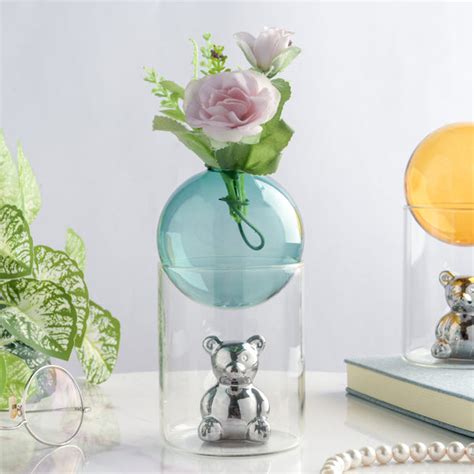 Bear In The Jar Glass Planter Green