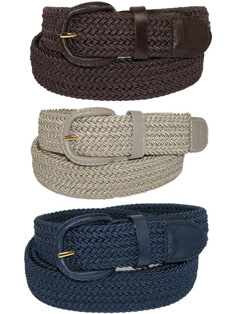 CTM Elastic Braided Stretch Belt (Pack of 3 Colors) (Men) - Walmart.com