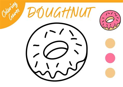 coloring book for kids. Color cartoon the doughnut or donut. Activity ...