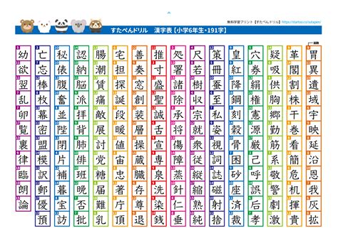 小学6年生 漢字一覧表 | 無料ダウンロード印刷