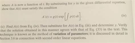 Image result for First Order Linear Variation of Parameters