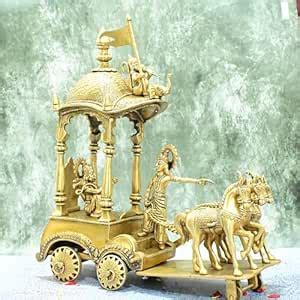 Buy AntiqDecor.in Brass Krishna Arjun rath Idol Big Size (16 Inch, 9.2 ...
