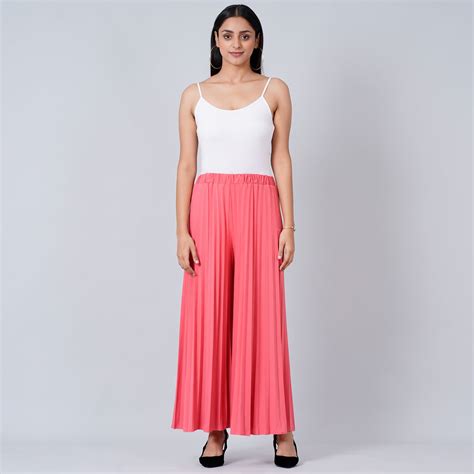 Fuchsia Pink Wide Leg Pleated Palazzo – First Resort by Ramola Bachchan