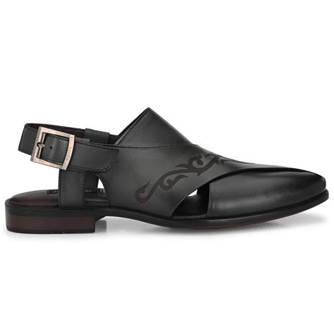 Egoss Brand Mens Formal Buckled Pesavari Pathani Sandal EG-6810 (Black ...