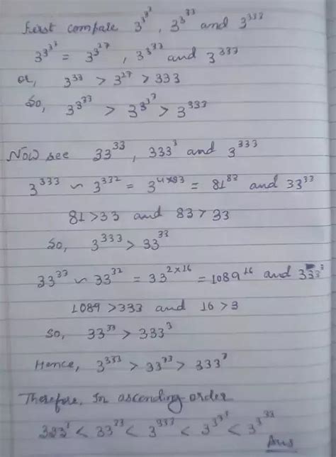Which of the following is the greatest? (a) 3333 (b) 333^3 (C) 33^33 (d ...