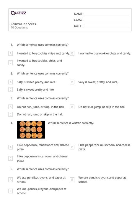 50+ Commas in a Series worksheets for 2nd Class on Quizizz | Free ...