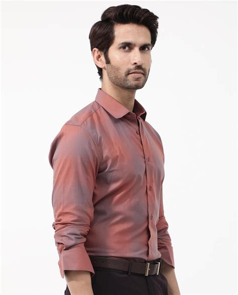 Rare Rabbit Men's Gabin Light Rust Cotton Checked Print Regular Fit Fu