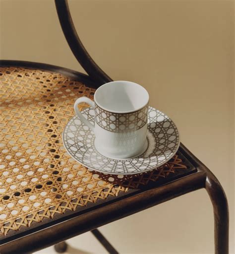 Coffee Cup Saucer White and Beige Cannage Montaigne | DIOR