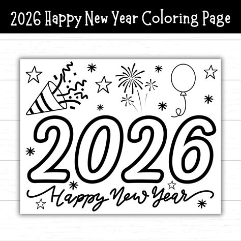 Free Printable New Years Coloring Pages 2026 | Fanny Printable