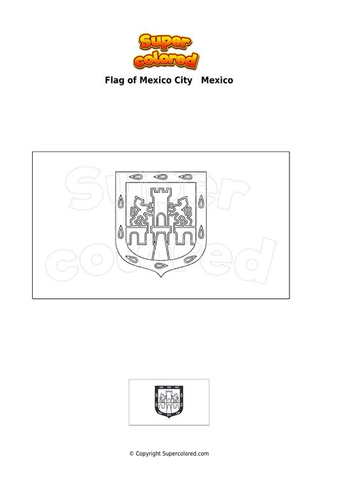 Coloring page Flag of Mexico City Mexico - Supercolored.com