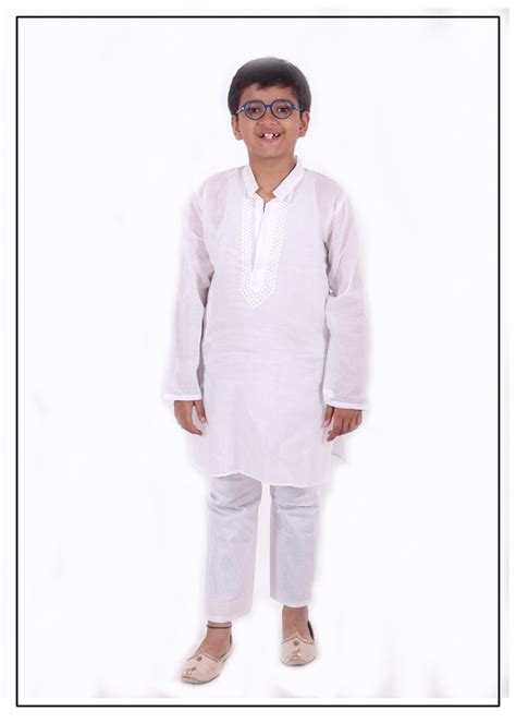 Net Work Chikankari Kurta Pajama Set | Boys Traditional Wear | Cotton Kurta