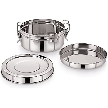 Buy Neelam Stainless Steel Two Compartment Tiffin Box with Lid, 1000 ml ...