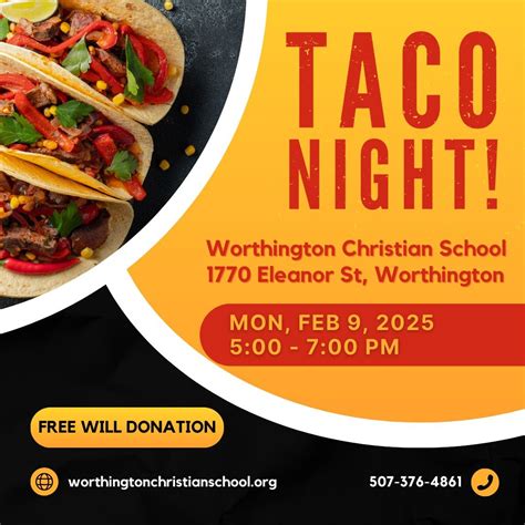 Taco Night at WCS, 1770 Eleanor St, Worthington, MN, 9 February 2026 ...