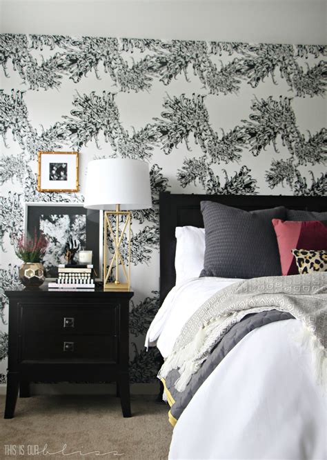 Master Bedroom Accent Wall with Wallpaper: This is our Bliss