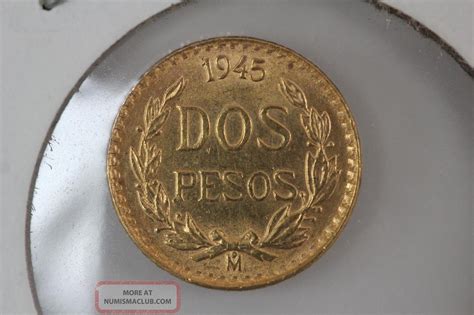 1945 Dos (2) Pesos Mexican Gold Coin