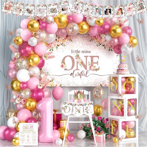 Fiesec 1st Birthday Decorations for Girl, Baby Girl First Birthday ...