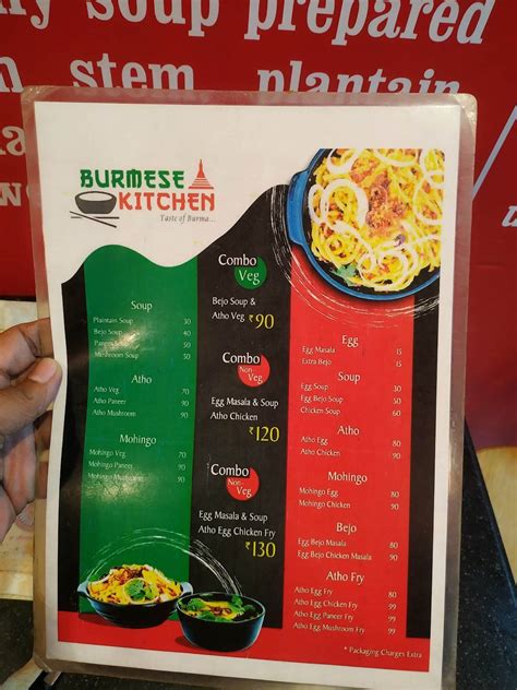 Menu at Burmese kitchen Atho spot, Chennai, New no :133/2