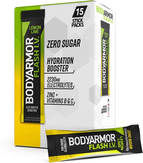 Amazon.com : BODYARMOR Flash IV Electrolyte Packets, Lemon Lime - Zero ...